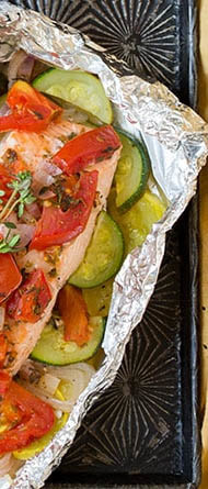 Salmon and Summer Veggies in Foil Entree Picture