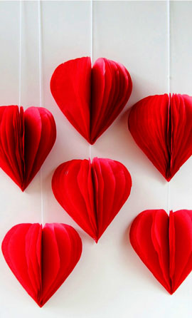 Valentines 3D Tissue Paper Heart Hanger Picture