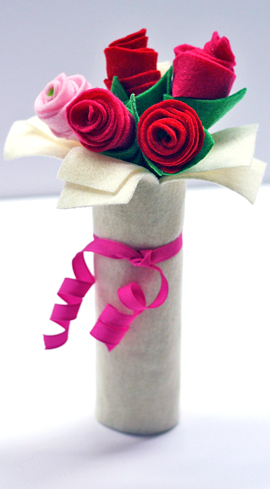 Kix Valentines Cardboard Tube Bouquet of Felt RosesPicture