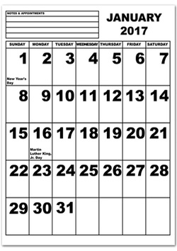 Jumbo Print Calendar Picture