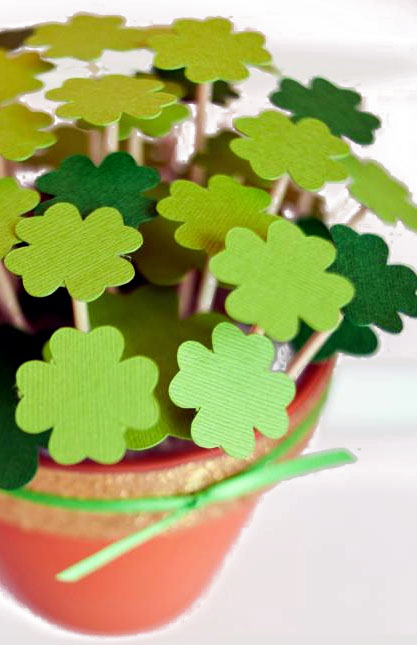 St. Patrick's Day Potted Paper Shamrocks Picture
