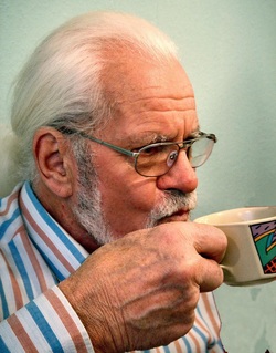 Senior Drinking Hot Drink in Mug Picture