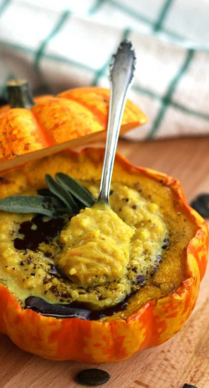 Easy Pumpkin Soup with Millet in Pumpkin Bowls Picture
