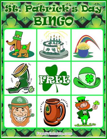 St. Patrick's Day Bingo Card Picture